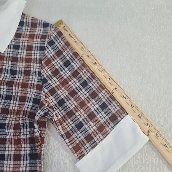 Kingston Grey Schoolgirl bodycon brown plaid dress Size Large Academia Preppy - Picture 4 of 9